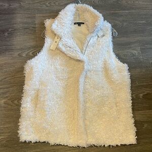 INC International Concepts Cream Fuzzy Vest